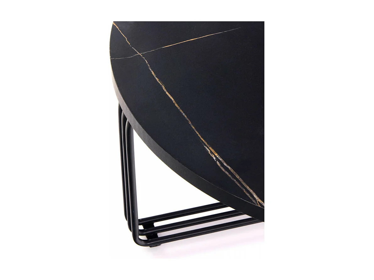 Tavolino rotondo con piano in marmo nero ARUM
