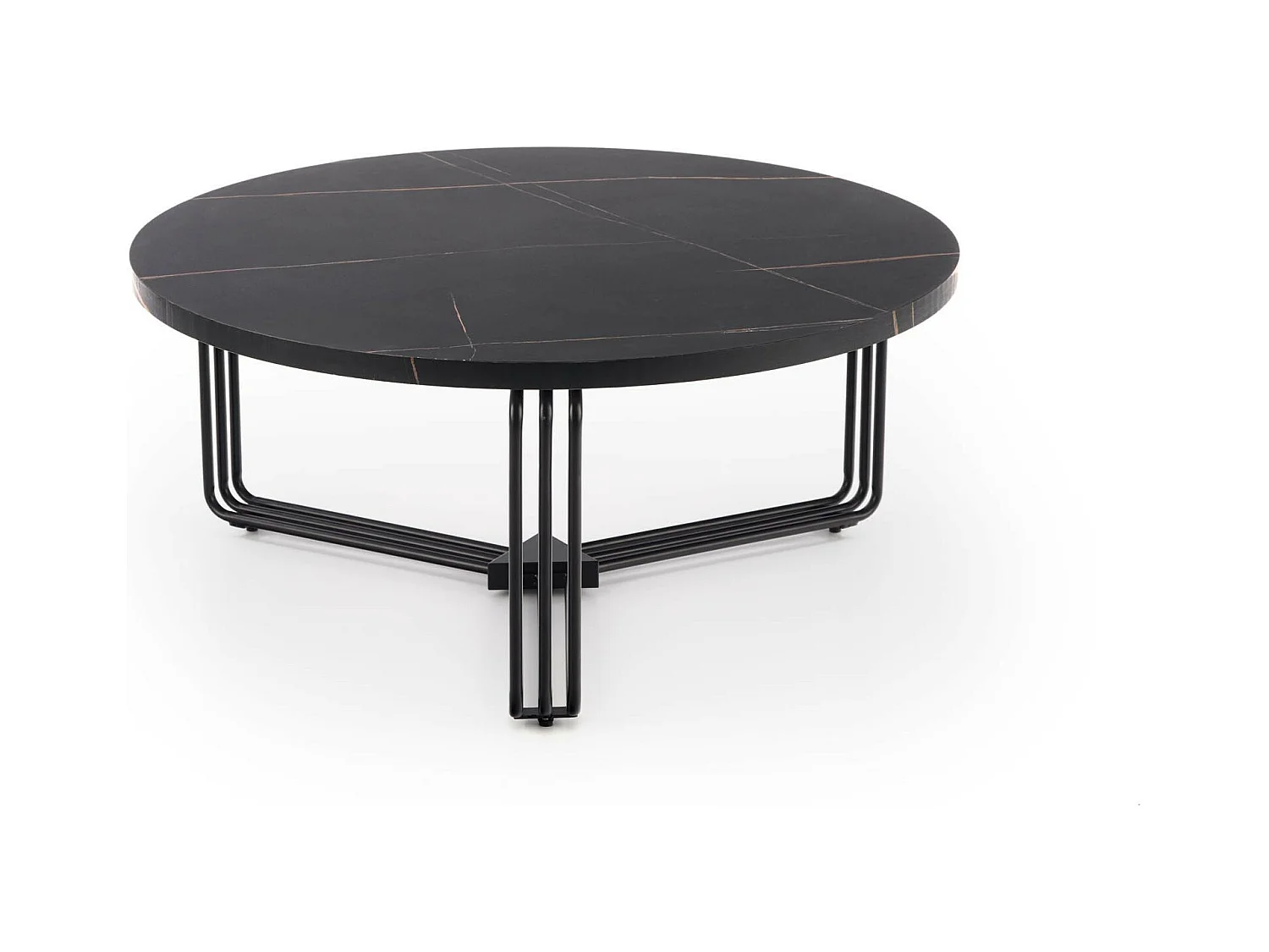 Table basse ronde avec plateau aspect marbre noir ARUM