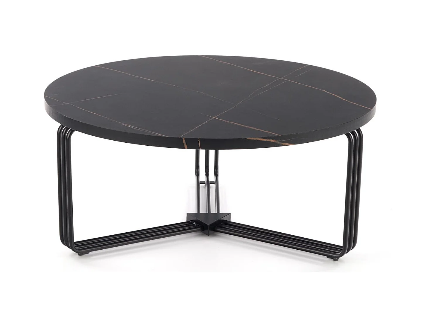 Table basse ronde avec plateau aspect marbre noir ARUM