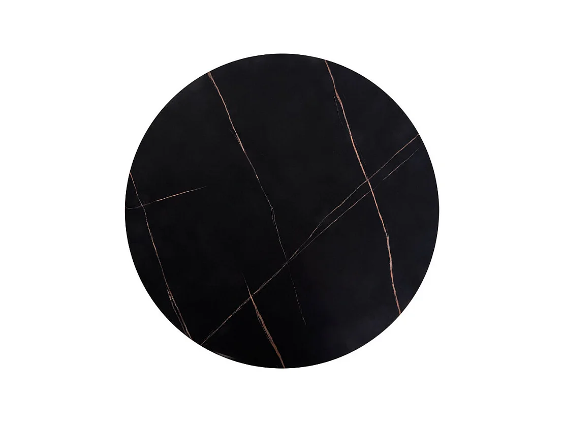 Table basse ronde avec plateau aspect marbre noir ARUM