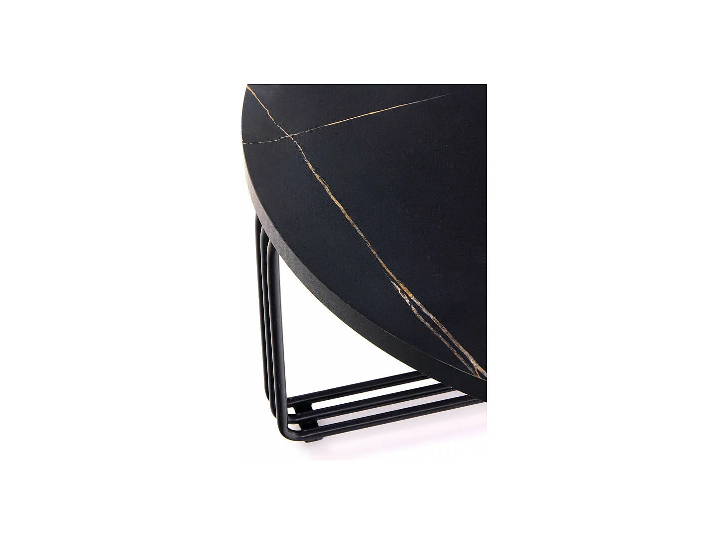 Table basse ronde avec plateau aspect marbre noir ARUM