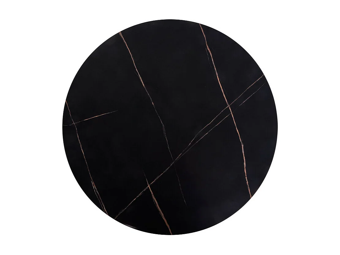 Table basse ronde avec plateau aspect marbre noir ARUM