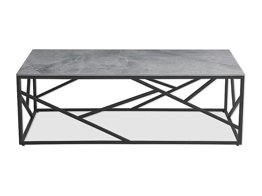 Table basse rectangulaire avec plateau aspect marbre gris YAGO