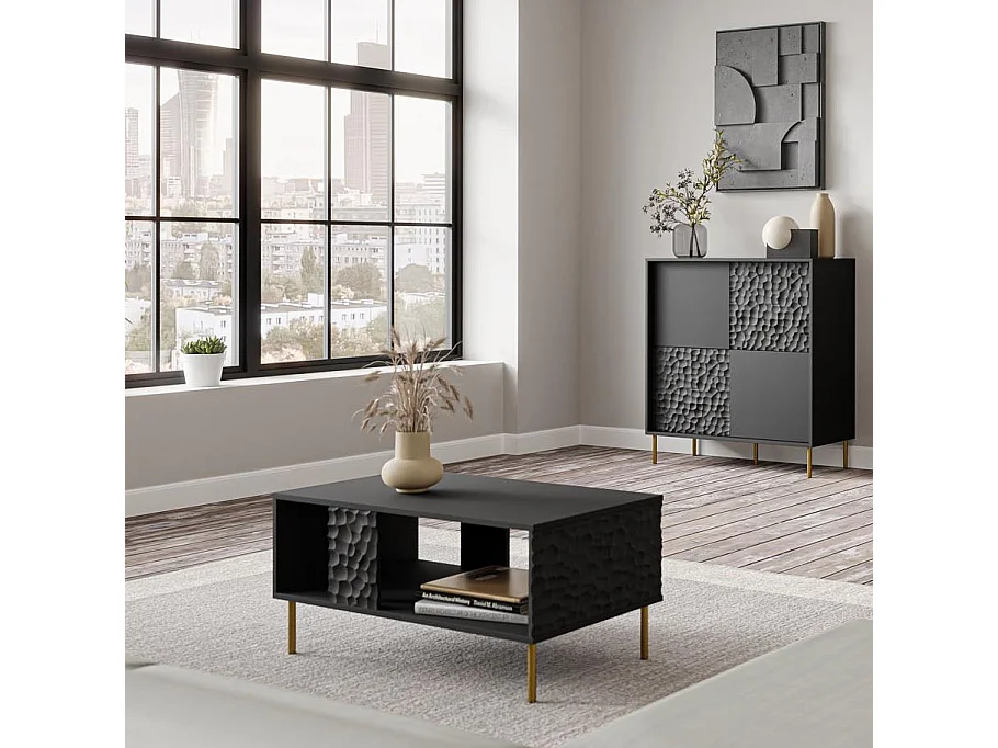 Table basse design noir et or 92cm Tramona