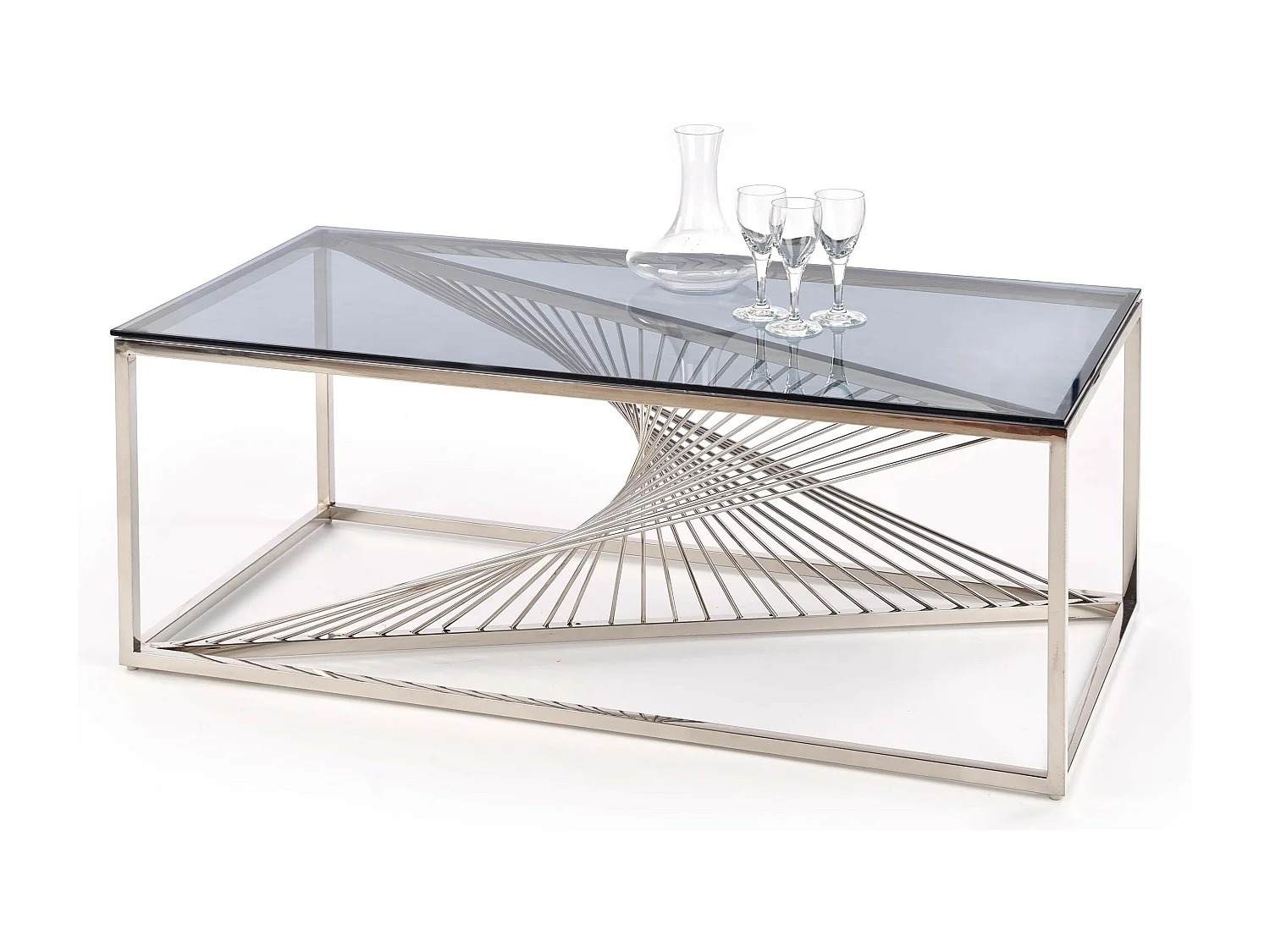 Mesa de centro de diseño con tapa de cristal ahumado 120x60cm Piedra