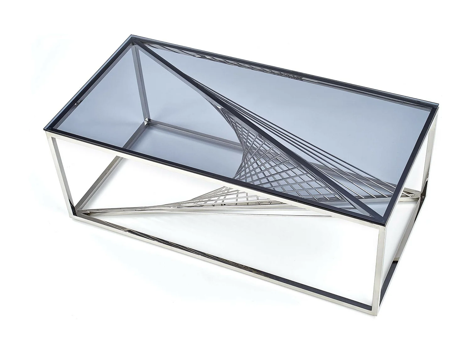 Mesa de centro de diseño con tapa de cristal ahumado 120x60cm Piedra