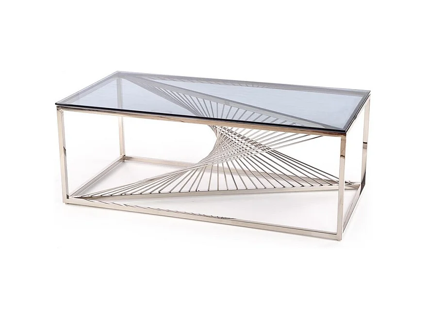 Table basse design avec plateau en verre fumé 120x60cm Stone
