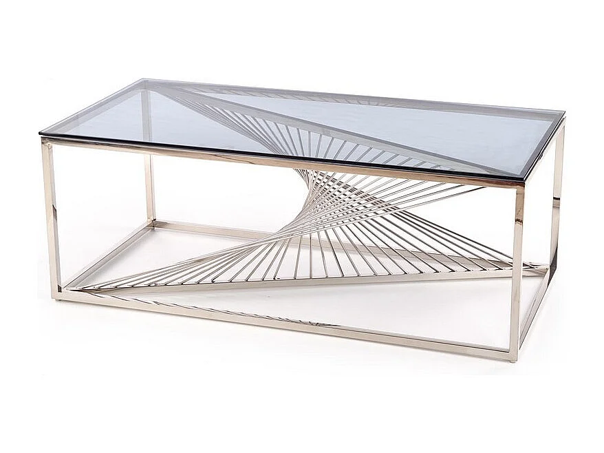 Table basse design avec plateau en verre fumé 120x60cm Stone