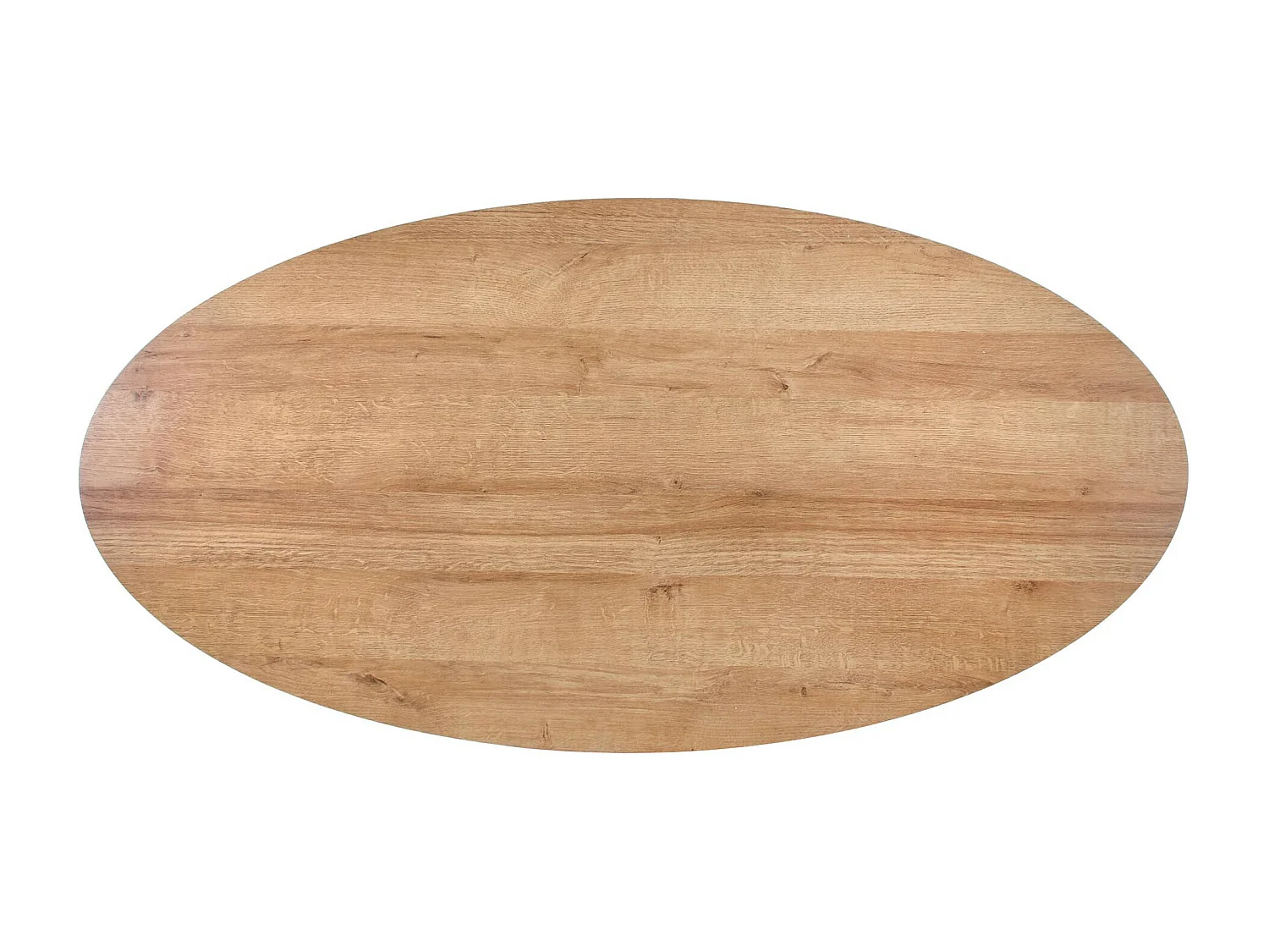 Table basse ovale 120x60 avec tiroir aspect chêne doré avec pied en métal noir HYDRA