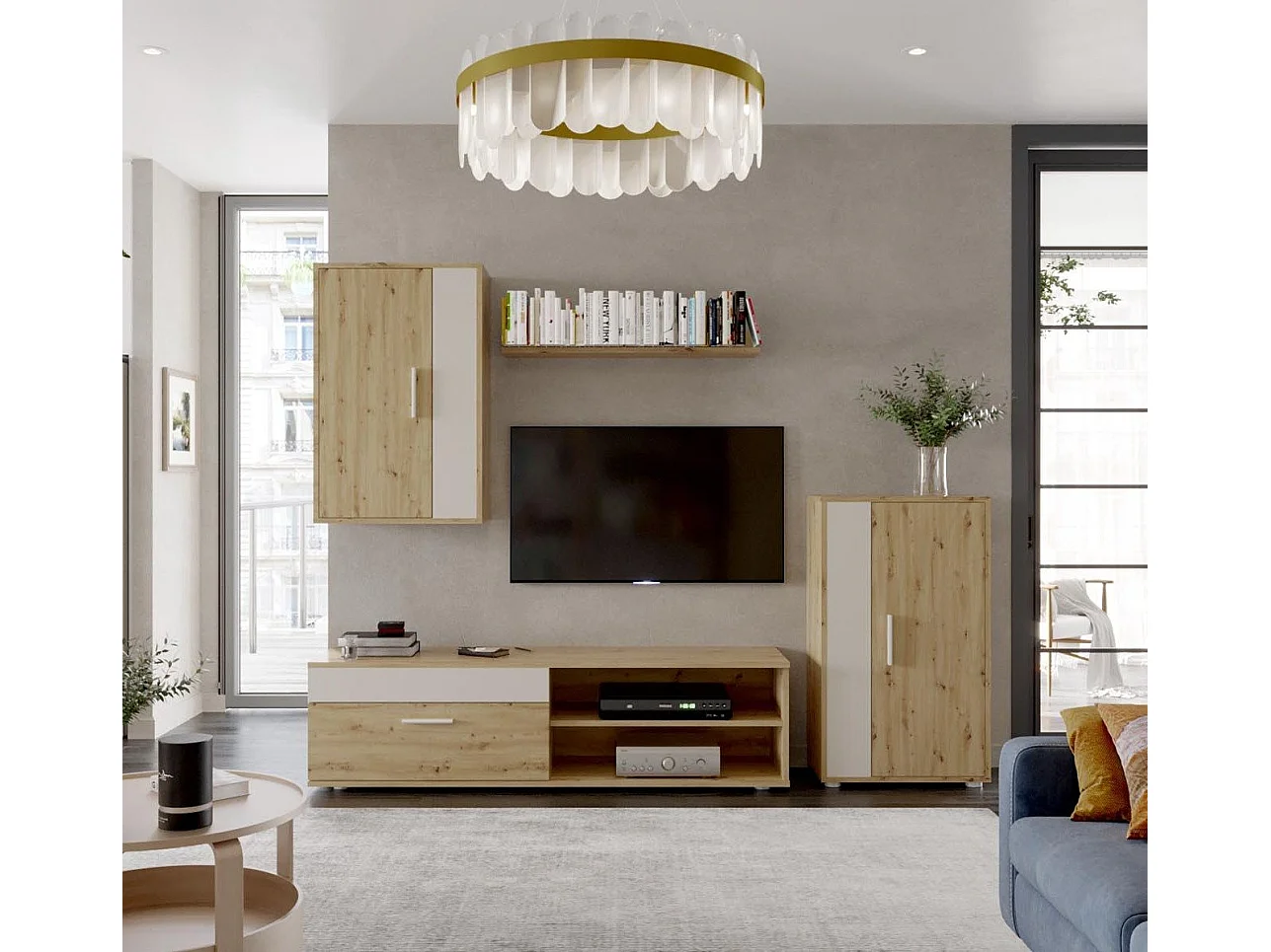 Ensemble TV design cachemire et bois Grasly