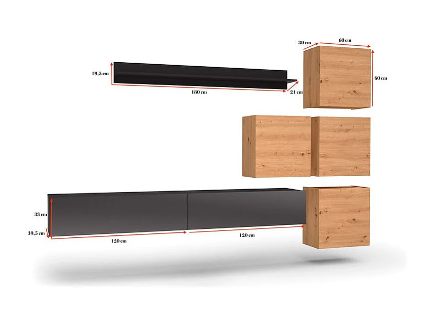 Ensemble TV design cachemire et bois Grasly
