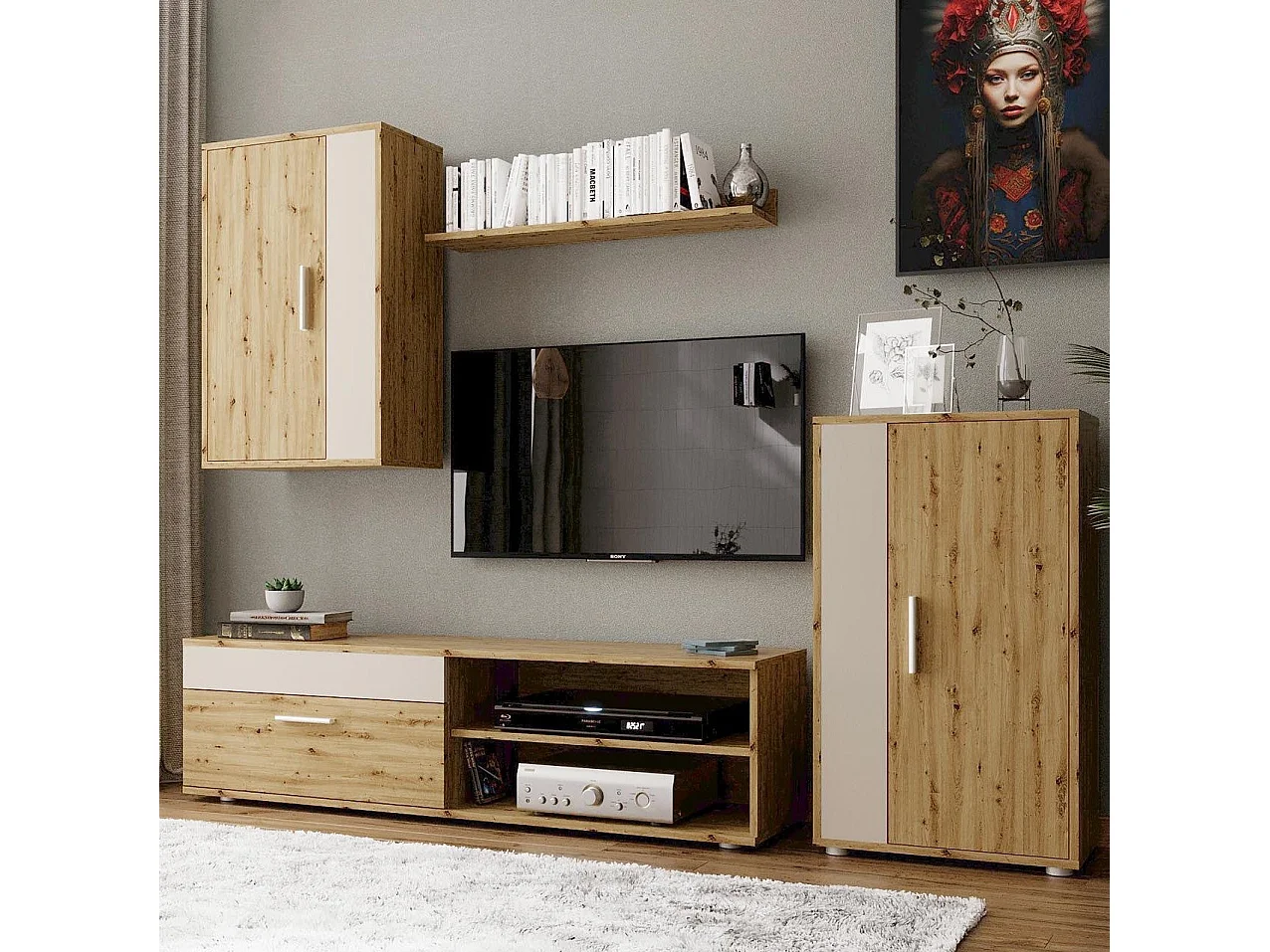 Ensemble TV design cachemire et bois Grasly