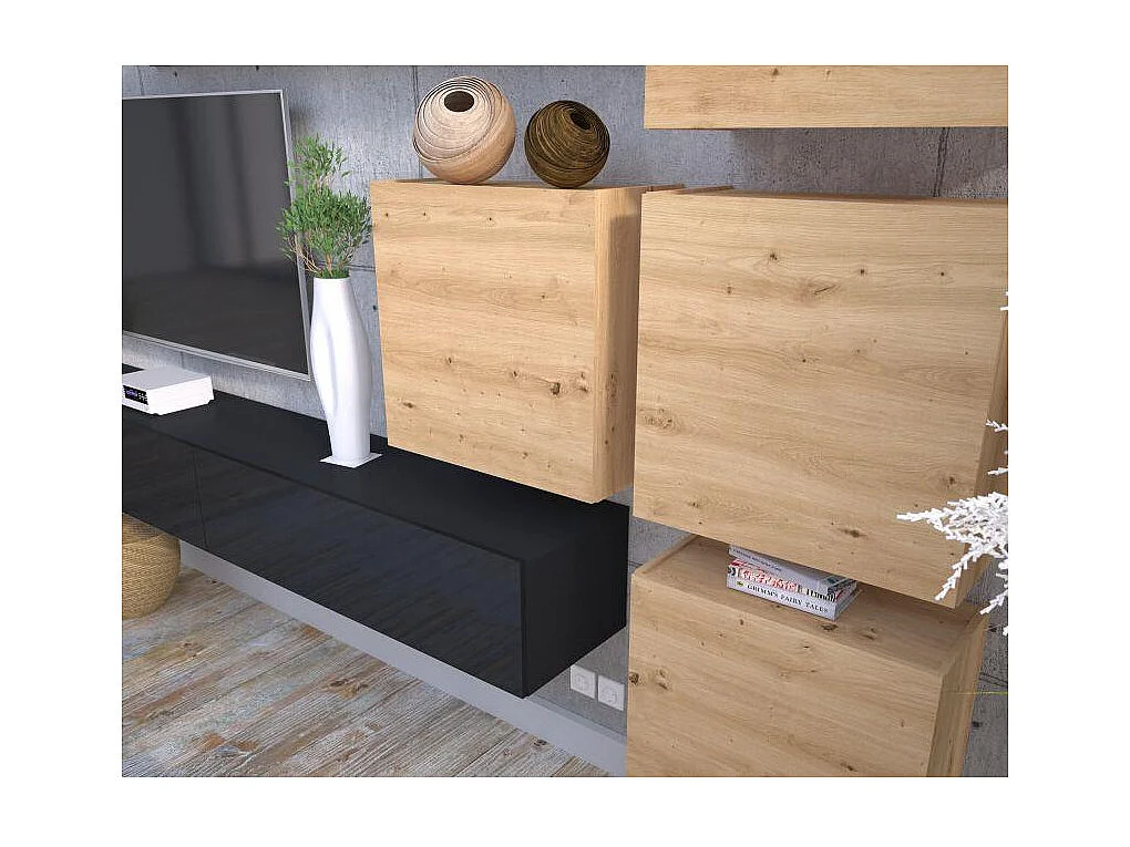 Ensemble TV design cachemire et bois Grasly