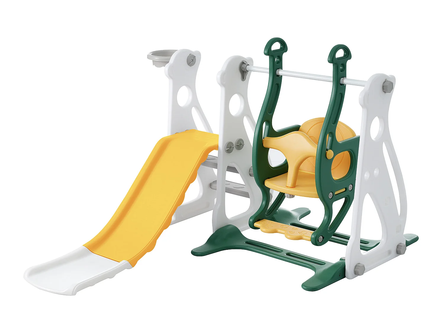 Scivolo 4 in 1 - con scale, altalena, canestro da basket - verde