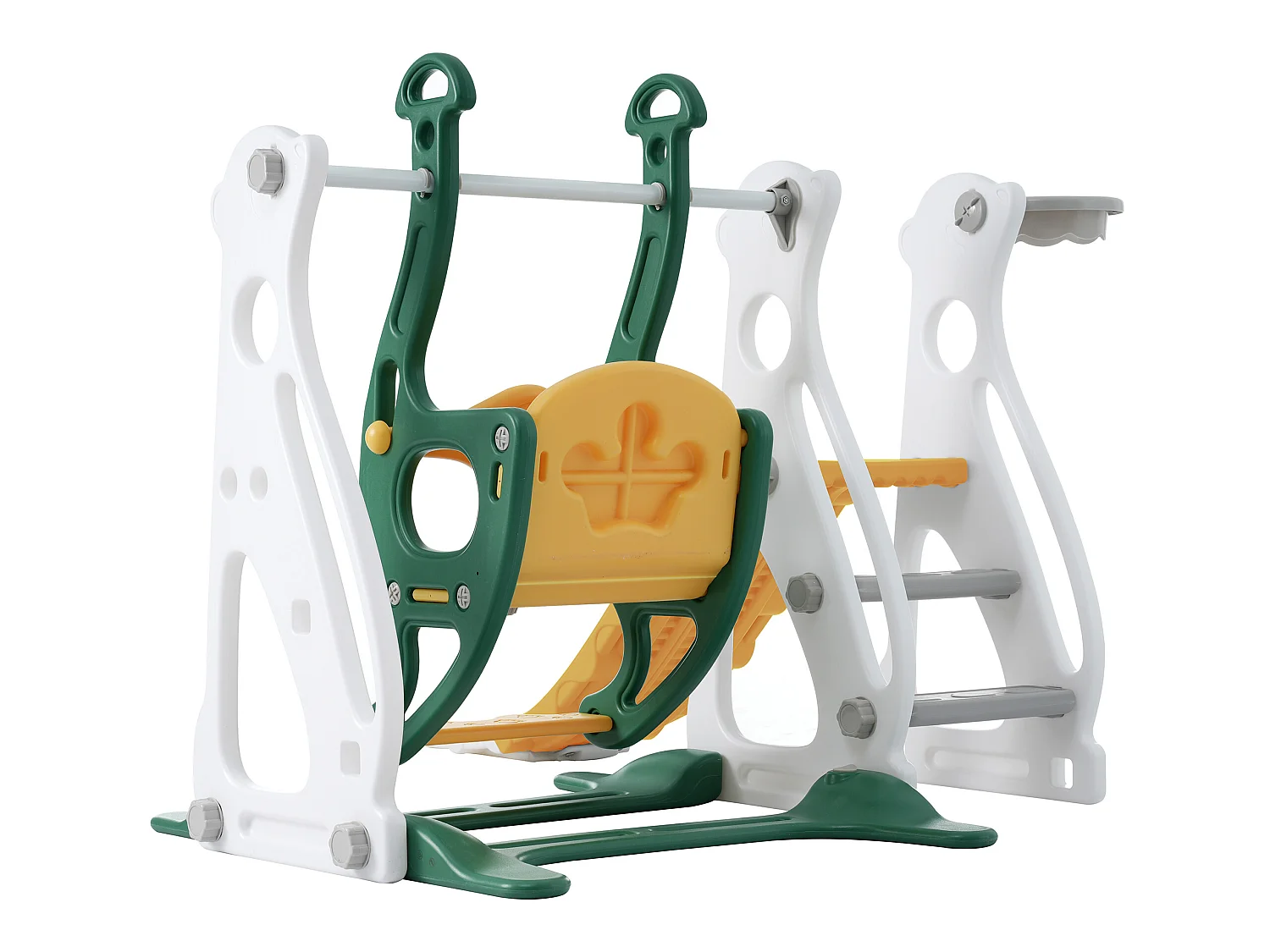 Scivolo 4 in 1 - con scale, altalena, canestro da basket - verde