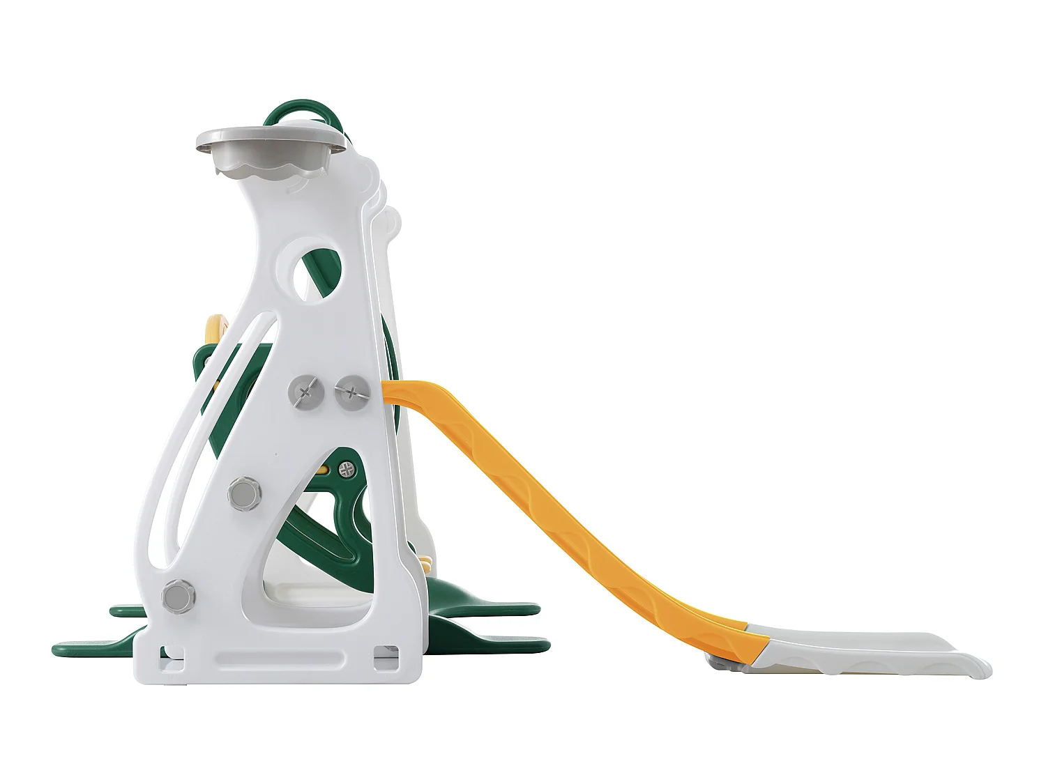 Scivolo 4 in 1 - con scale, altalena, canestro da basket - verde