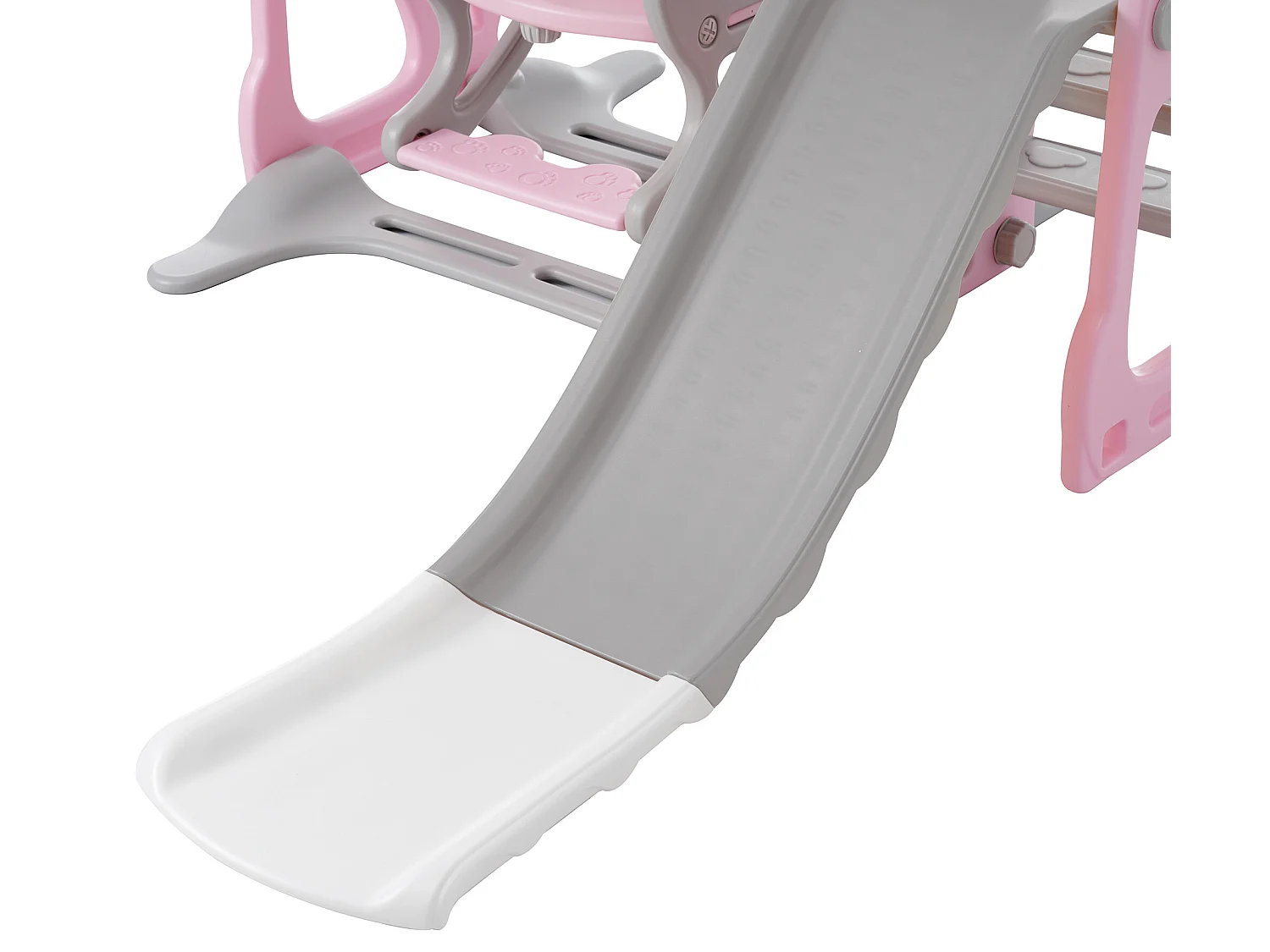 Toboggan 4 en 1 - avec escalier, balançoire, panier de basket - rose