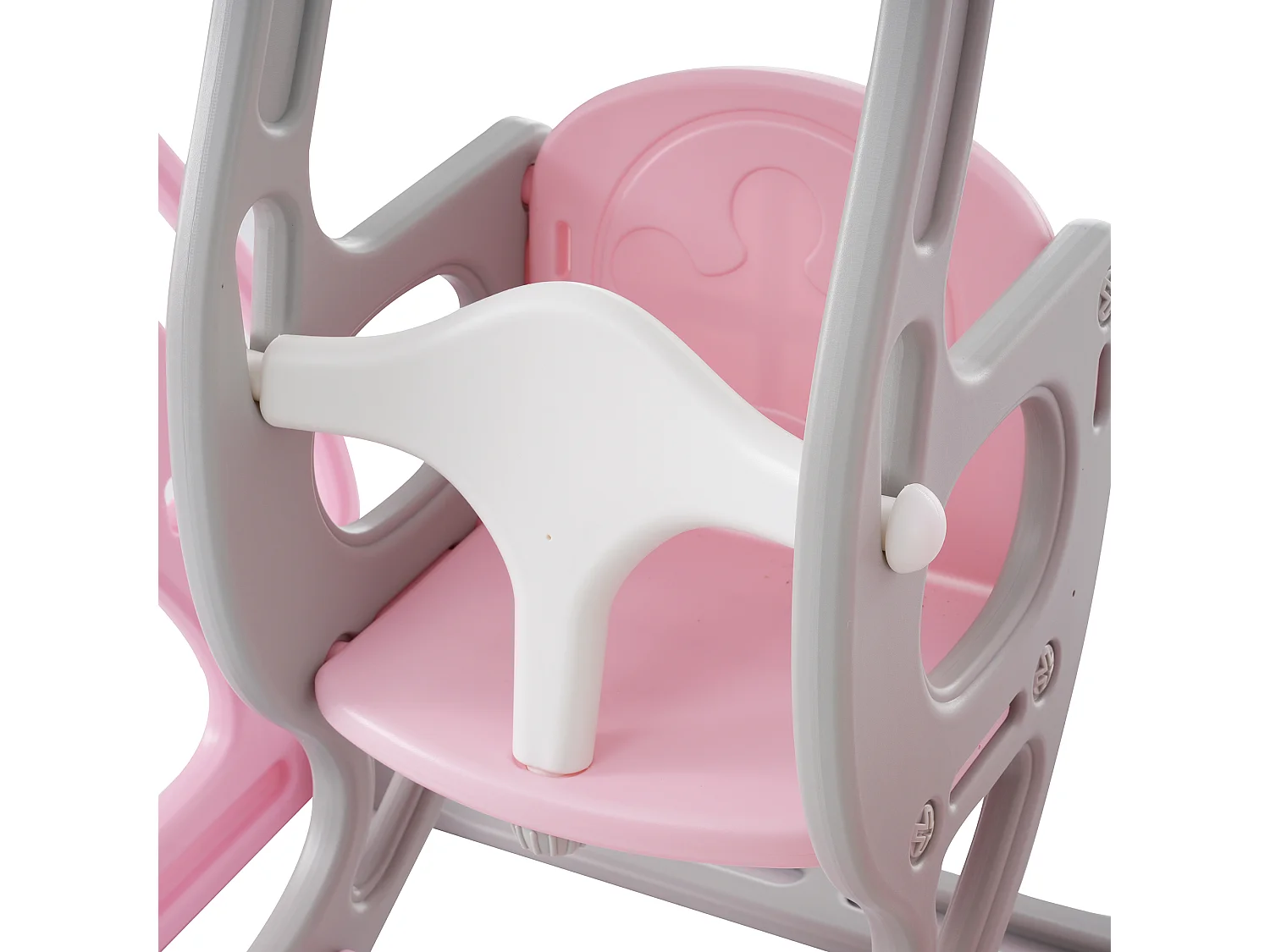 Toboggan 4 en 1 - avec escalier, balançoire, panier de basket - rose