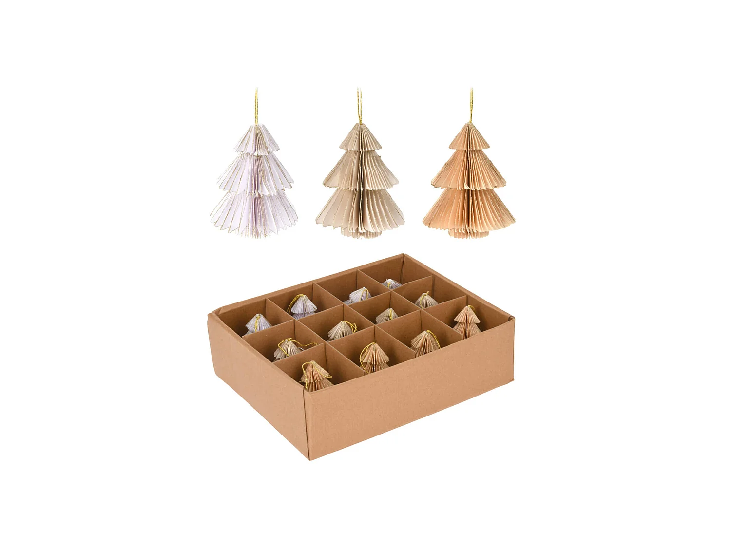 Suspensions en Forme d'Arbre de Noël 12 pièces en Papier