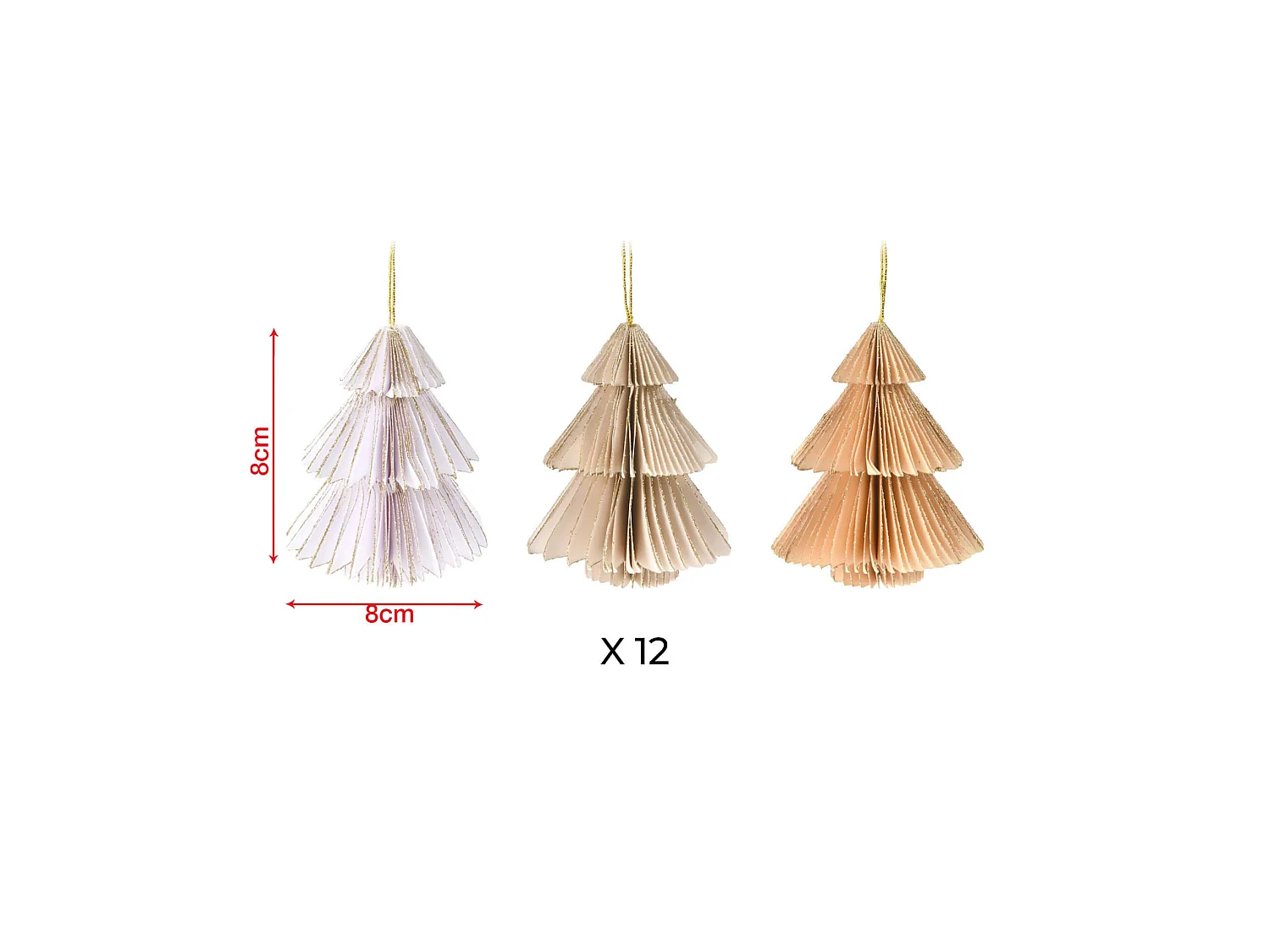 Suspensions en Forme d'Arbre de Noël 12 pièces en Papier