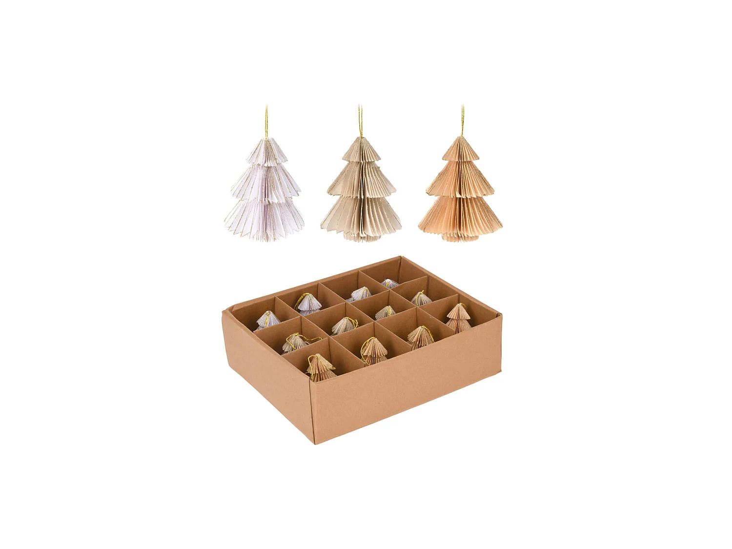 Suspensions en Forme d'Arbre de Noël 12 pièces en Papier