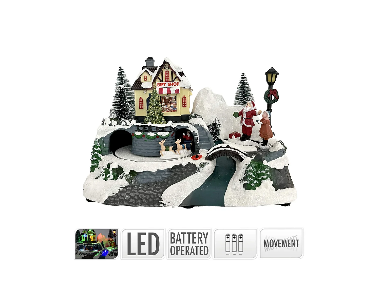 Scena di Natale con Movimento Villaggio Natalizio Idea Regalo