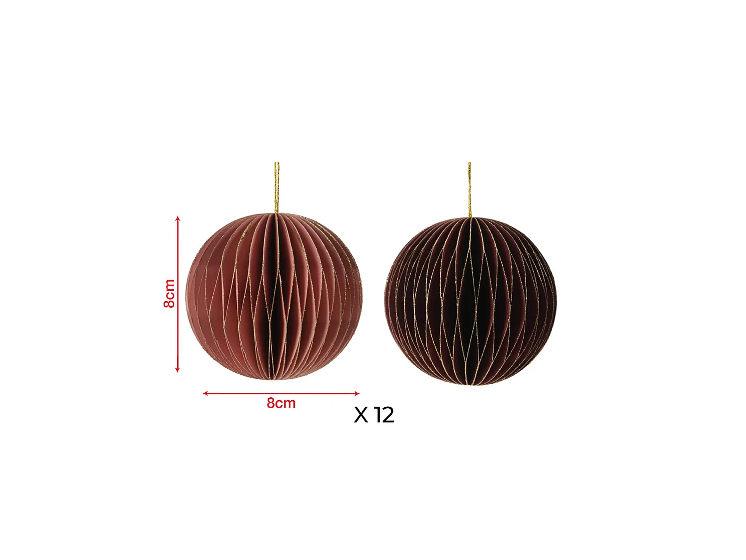 Addobbi per Albero di Natale Ciondoli Decorativi 12 pz Ø 8 cm