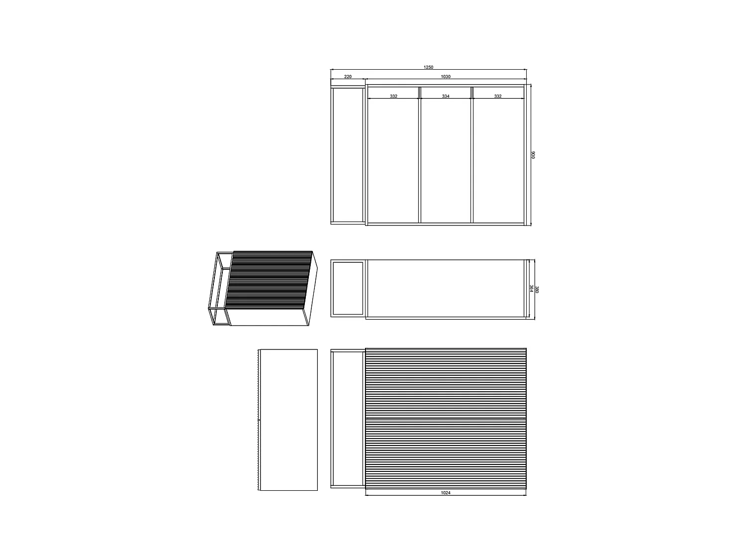 Buffet haut - 2 portes - taupe (gris-beige) - 90 cm - VELDIO
