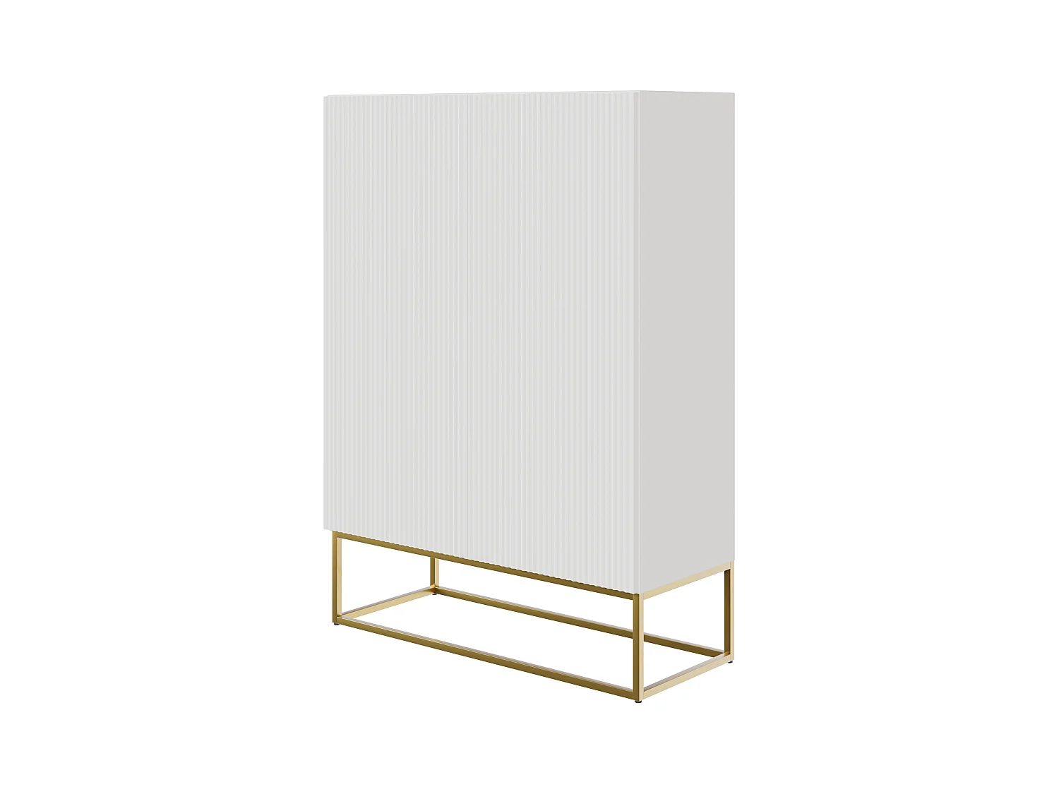 Highboard 2-türig - 90 cm - weiß mit goldenem Metallgestell - VELDIO