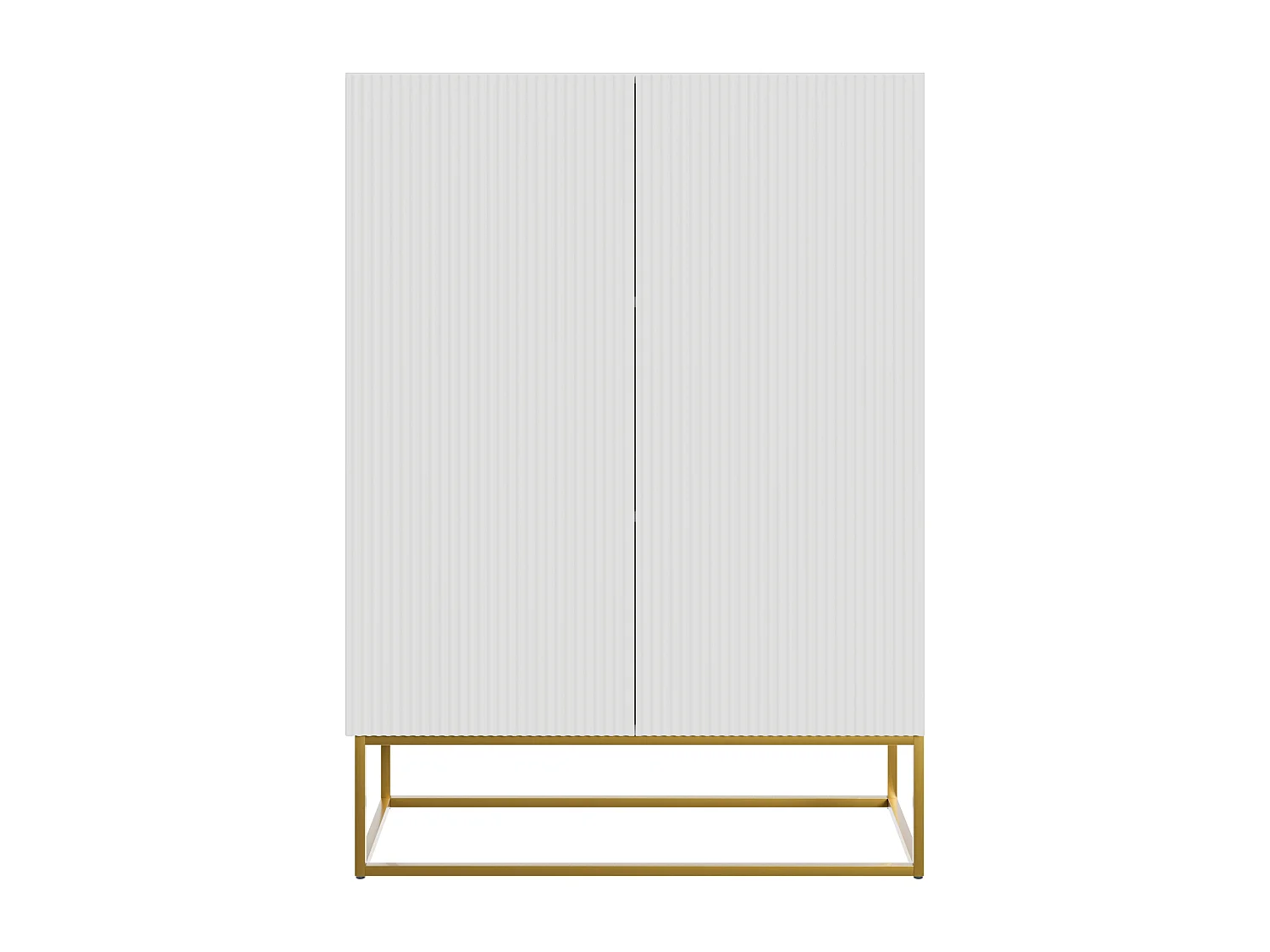 Highboard 2-türig - 90 cm - weiß mit goldenem Metallgestell - VELDIO
