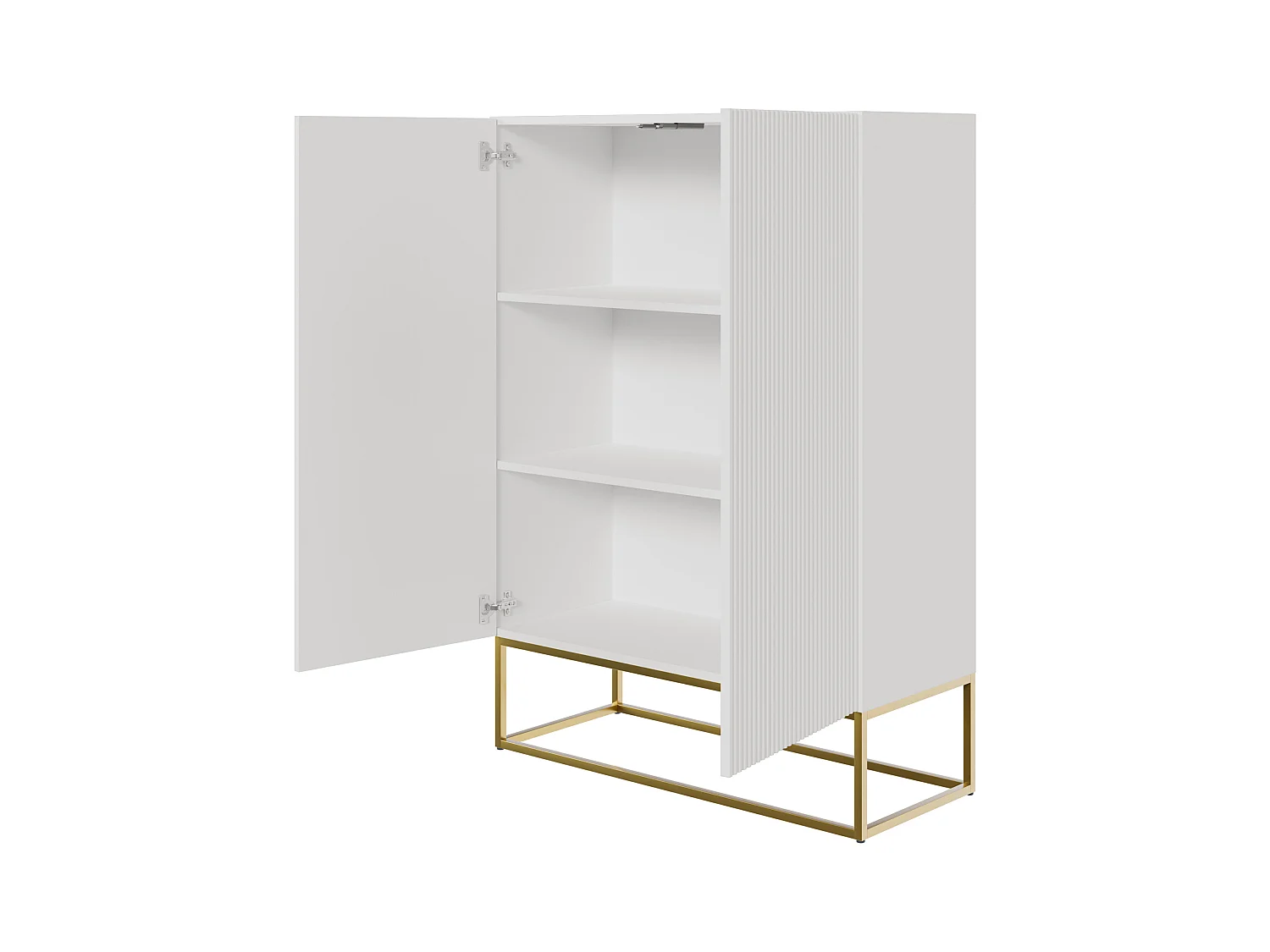 Highboard 2-türig - 90 cm - weiß mit goldenem Metallgestell - VELDIO