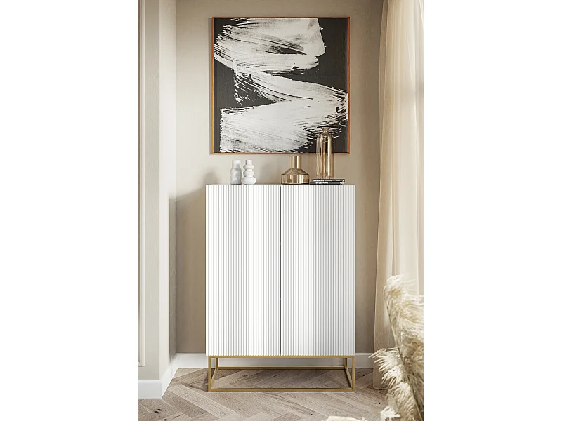 Buffet haut - 2 portes - blanc - 90 cm - VELDIO