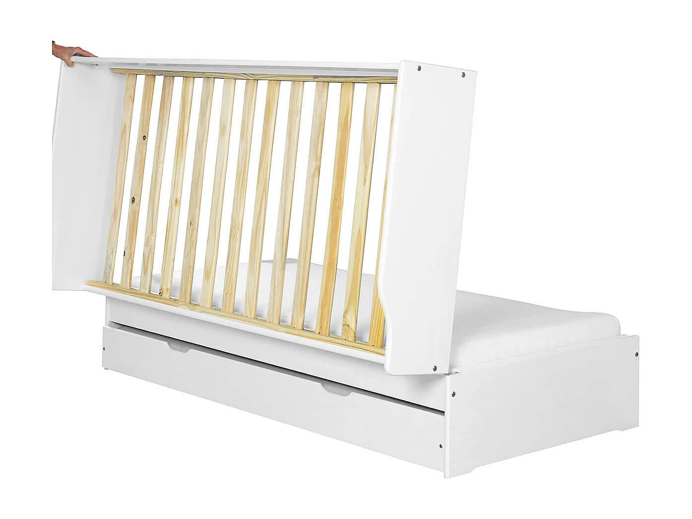 BARBARA - Pack Lit Gigogne 3 Couchages 90x200cm Blanc + 2 Matelas Ibiza