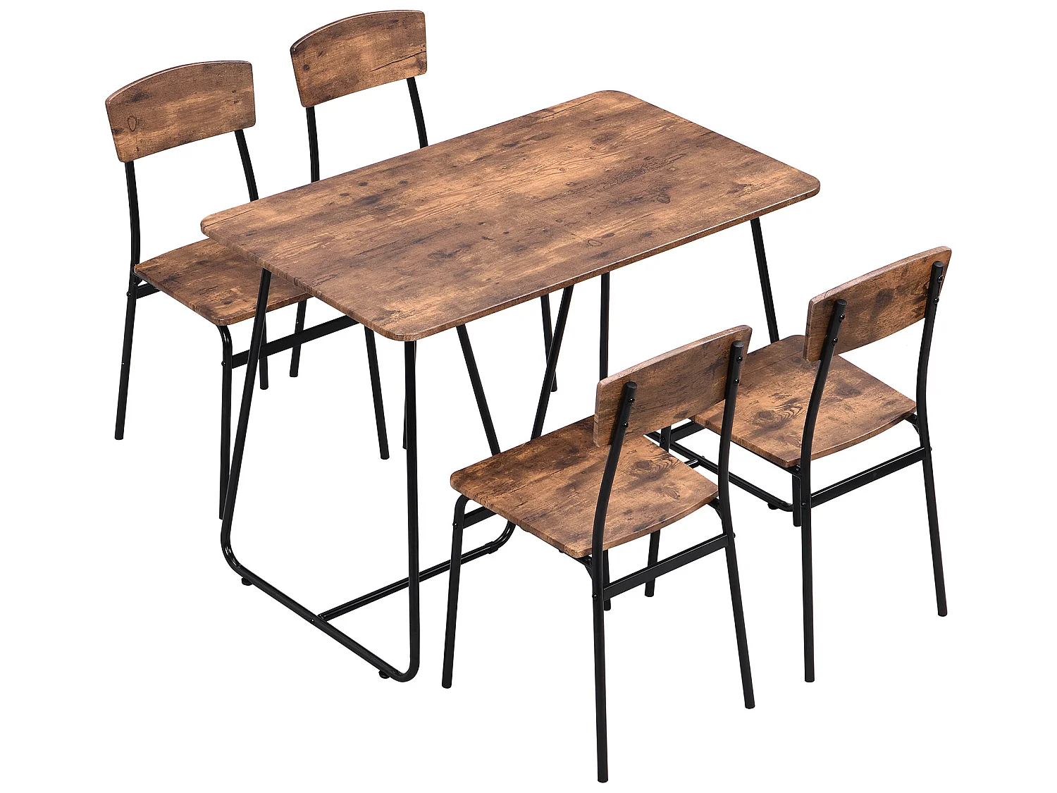Ensemble table et 4 chaises - style industriel - Marron
