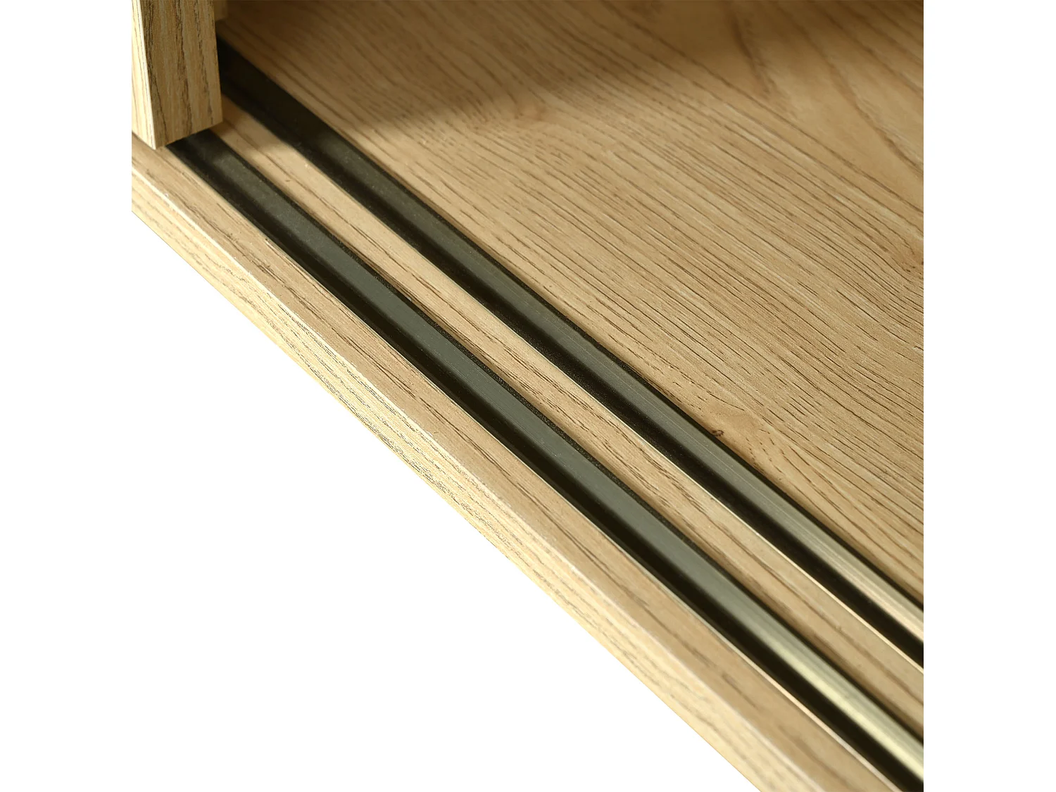 Sideboard mit 3 Schubladen und 3 Schiebetüren aus geflochtenem Rattan – verstellbare Einlegeböden – Natur