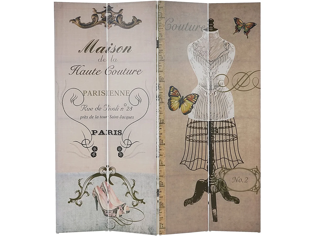 Paravent 4 panneaux pans 160 x 2.5 x 180 cm PAR04011