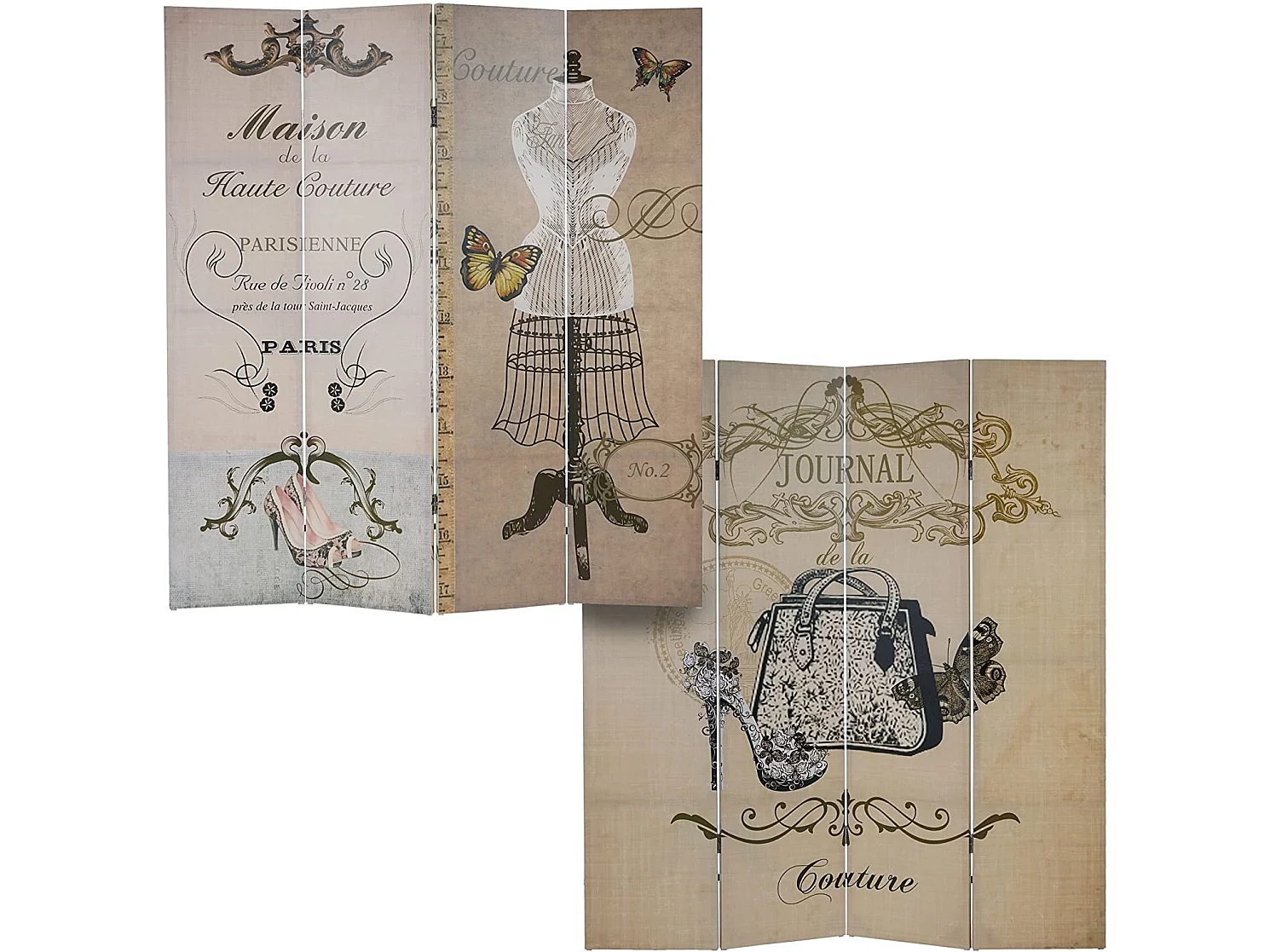 Paravent 4 panneaux pans 160 x 2.5 x 180 cm PAR04011