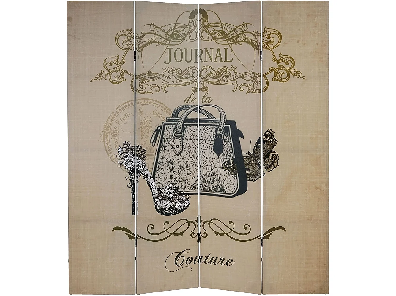 Paravent 4 panneaux pans 160 x 2.5 x 180 cm PAR04011