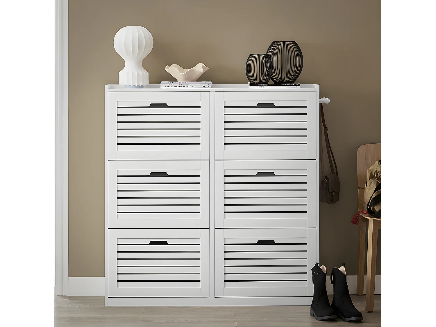 SoBuy Meuble à Chaussures, Meuble de Rangement à Chaussures, Armoire à Chaussures, 115x30x112 cm, FSR145-W