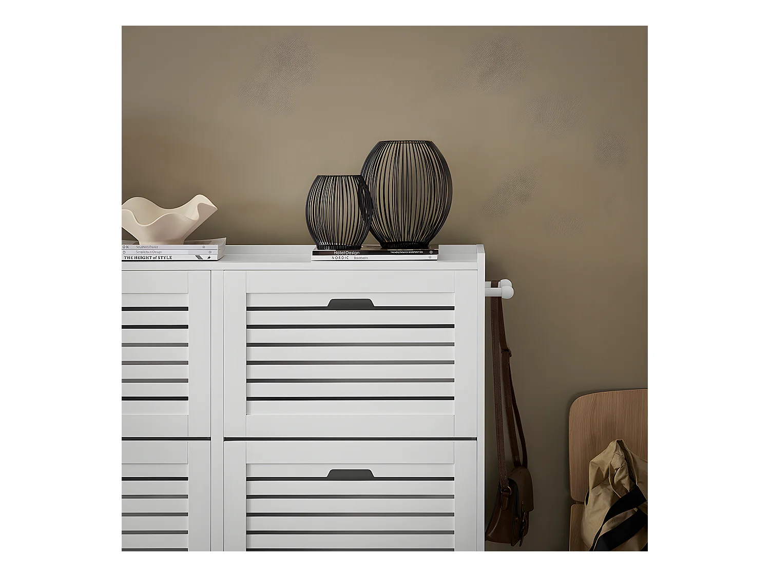 Szafka na buty z 6 drzwiami i 2 hakami FSR145-W