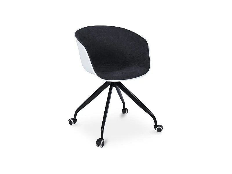 Bürostuhl mit Armlehnen - Schreibtischstuhl mit Rollen - Schwarz und Weiß - Jodie