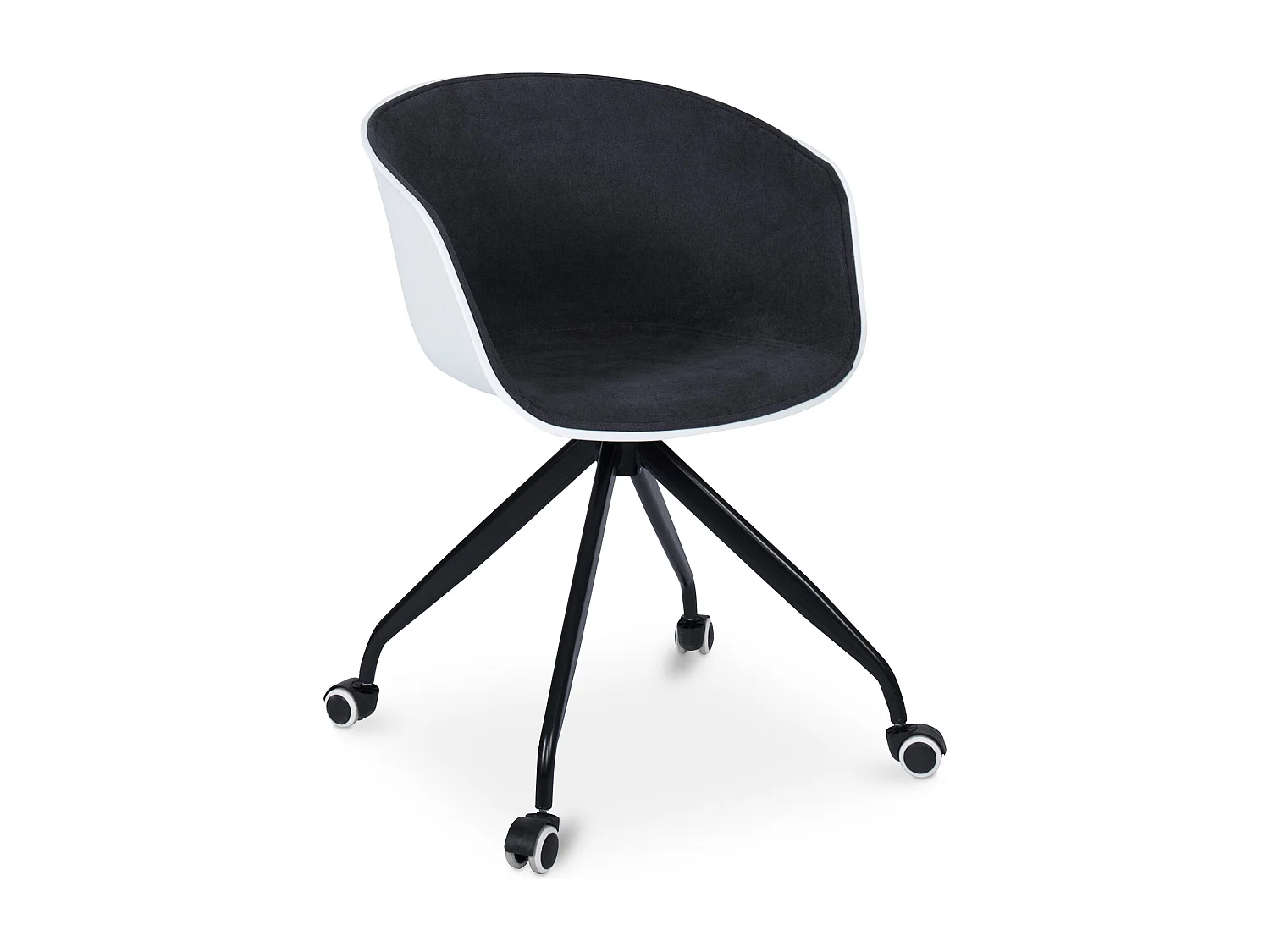 Silla de Oficina con Reposabrazos - Silla de Escritorio con Ruedas - Blanco y Negro - Jodie