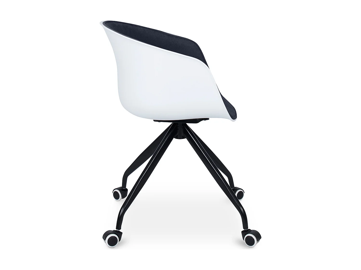Silla de Oficina con Reposabrazos - Silla de Escritorio con Ruedas - Blanco y Negro - Jodie