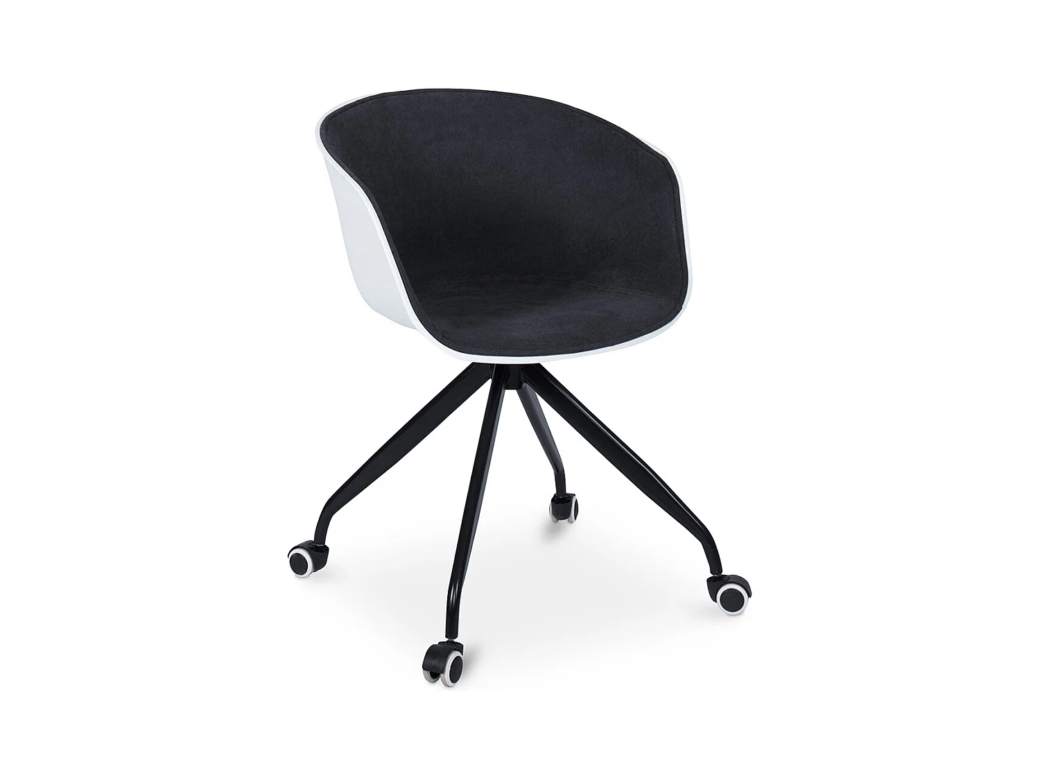 Chaise de bureau avec accoudoirs - Chaise de bureau à roulettes - Noir et blanc - Jodie Gris foncé