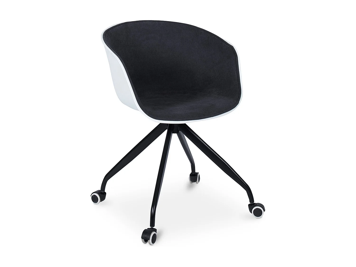 Silla de Oficina con Reposabrazos - Silla de Escritorio con Ruedas - Blanco y Negro - Jodie