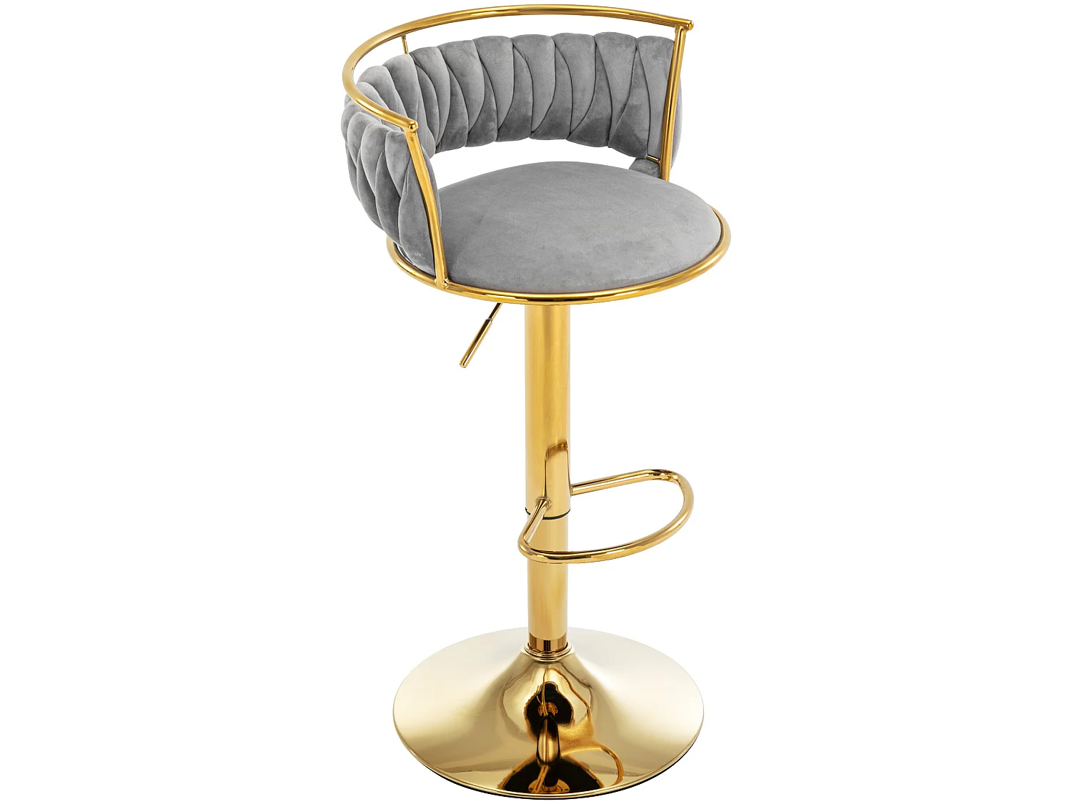 Lot de 6 tabourets de bar pivotants - réglable en hauteur - tissage en velours - Gris