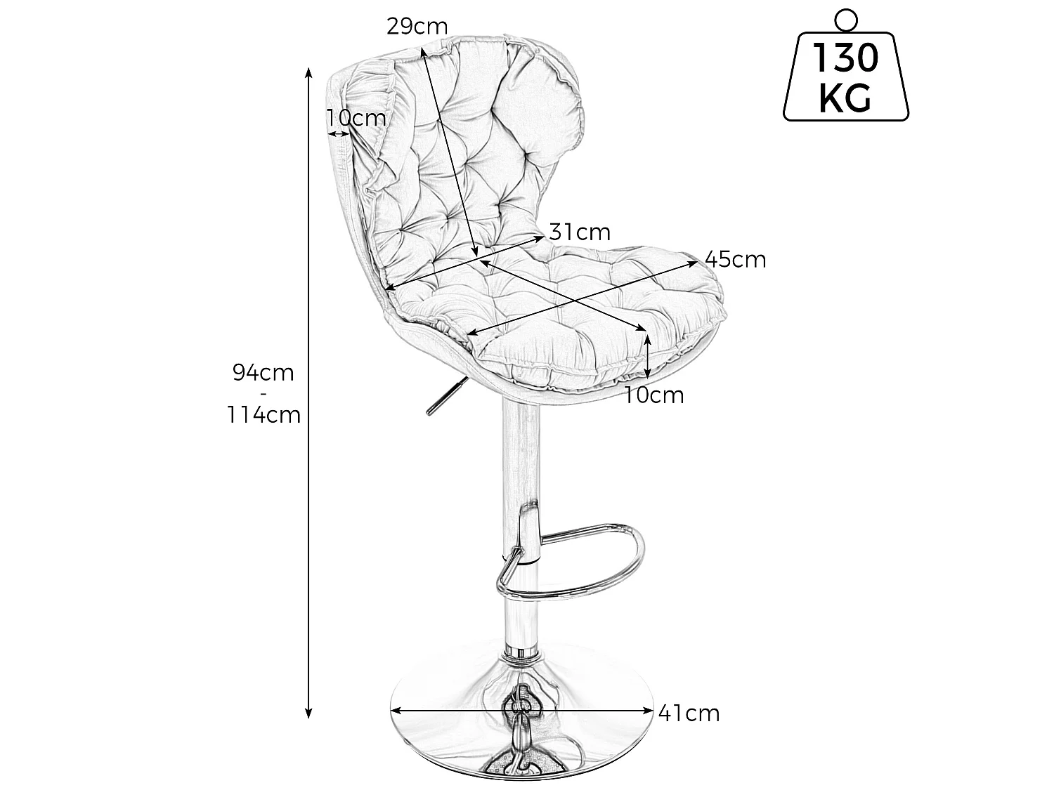 Lot de 2 tabourets de bar pivotants - réglable en hauteur - tissu en velours - Gris