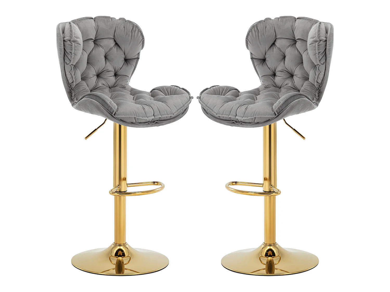 Barhocker 2er-Set drehbaren – höhenverstellbar – Samtstoff – Grau