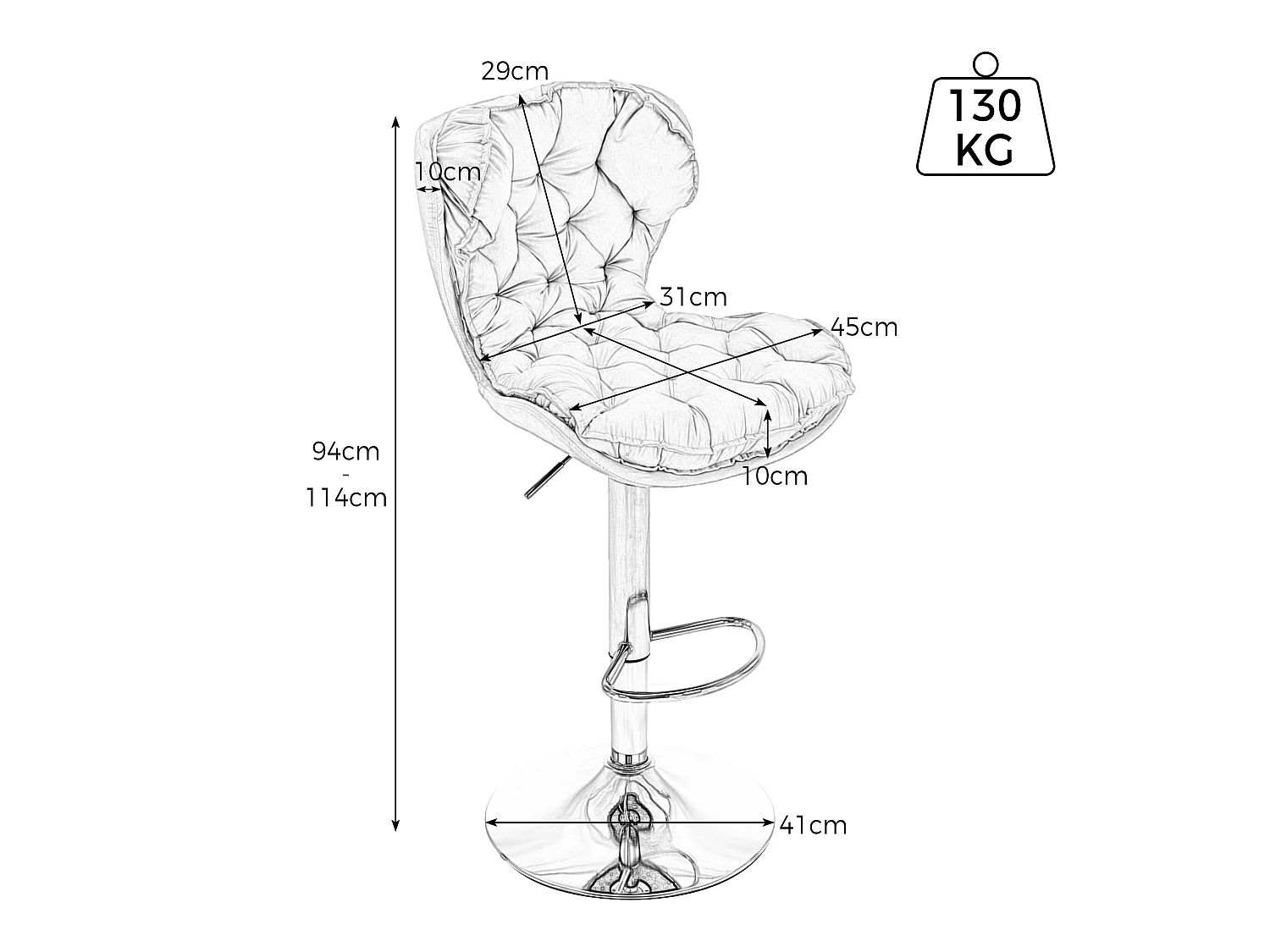 Barhocker 2er-Set drehbaren – höhenverstellbar – Samtstoff – Grau