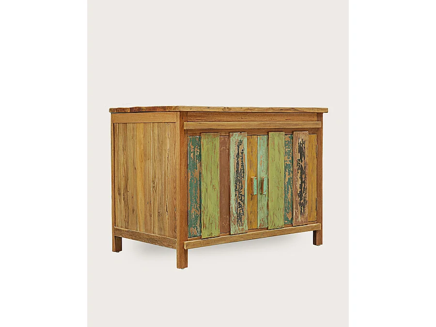 Antik - Meuble sous vasque en teck de bateau recyclé